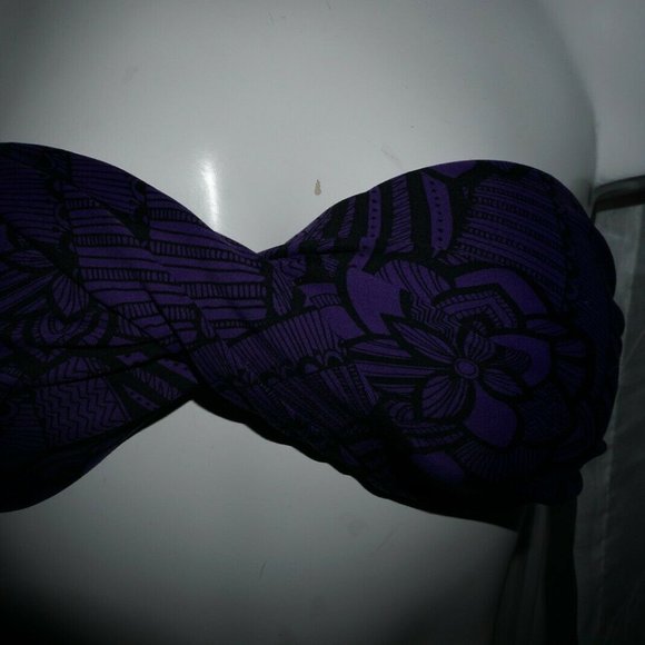 New Skye Swimwear Purple/Black Twist Bandeau Top size S - Picture 3 of 6